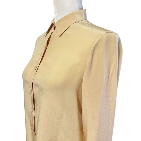 Lillie Rubin Women's Yellow Silk Long-Sleeve Button-Down Blouse Size 12 - Picture 13 of 13